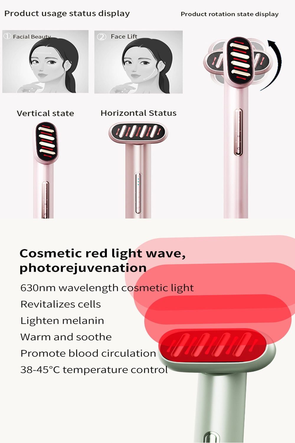Revolutionairy 5-in-1 Ultrasonic Microcurrent Facial Massager